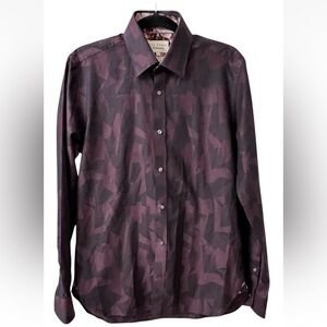 Ted Baker London Endurance Slim Fit Purple Button Down Shirt Sz M 15.5